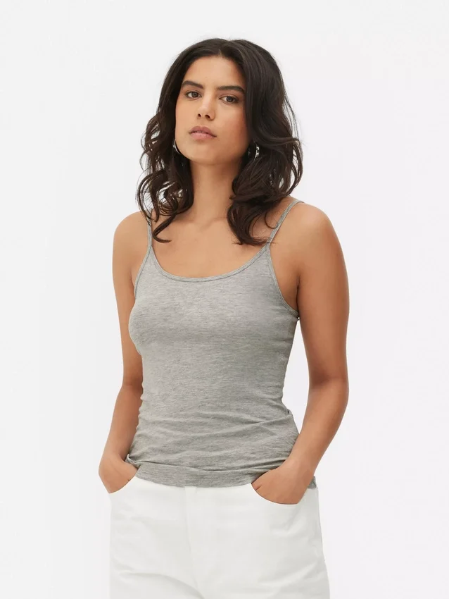 Camisola de alças elástica com decote redondo