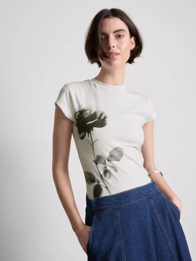 Camisola de algodão com estampado floral