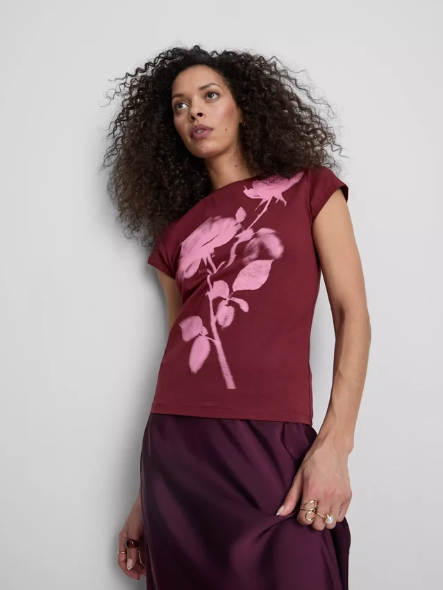 Camisola de algodão com estampado floral