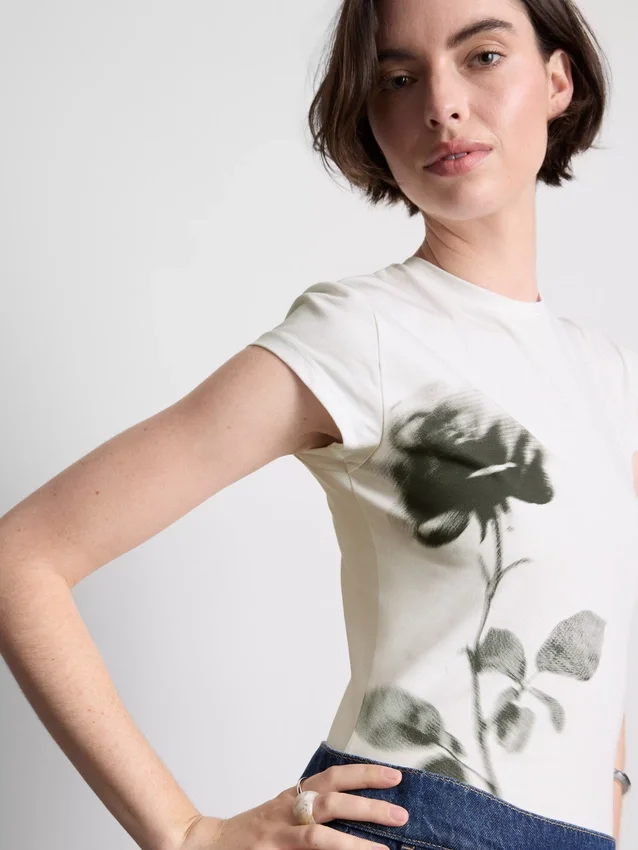 Camisola de algodão com estampado floral