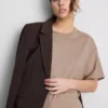 Camisola de algodão com gola redonda e corte largo