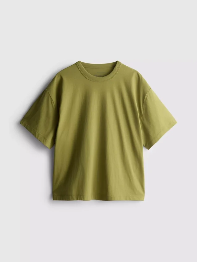 Camisola de algodão com gola redonda e corte largo