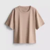 Camisola de algodão com gola redonda e corte largo