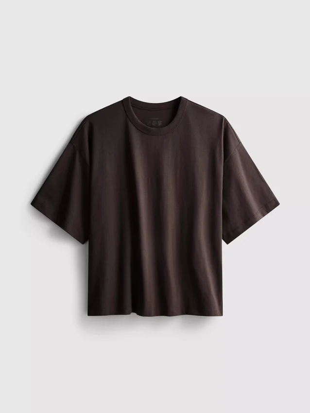 Camisola de algodão com gola redonda e corte largo