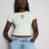 Camisola de bebé em algodão estampado com gola em anel