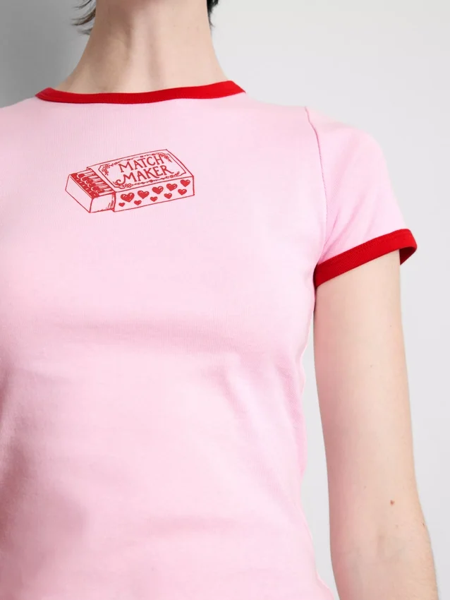 Camisola de bebé em algodão estampado com gola em anel