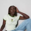 Camisola de bebé em algodão estampado com gola em anel