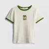 Camisola de bebé em algodão estampado com gola em anel