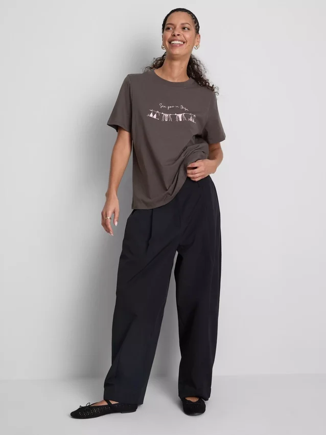 Camisola de calções de manga curta com estampado em algodão