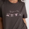 Camisola de calções de manga curta com estampado em algodão