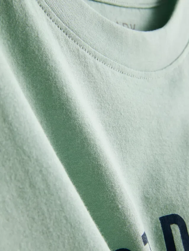 Camisola de calções de manga curta com estampado em algodão