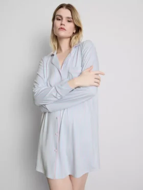 Camisola de dormir oversized estilo «boyfriend» às riscas