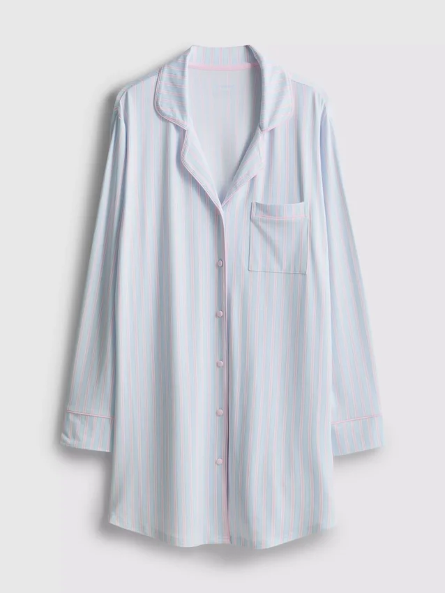 Camisola de dormir oversized estilo «boyfriend» às riscas