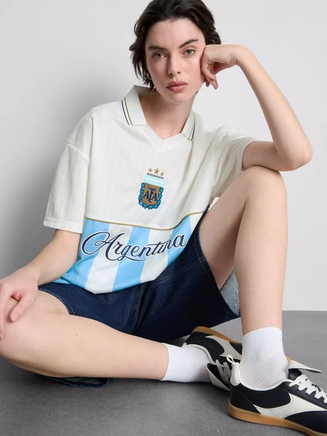 Camisola de futebol argentina com gola