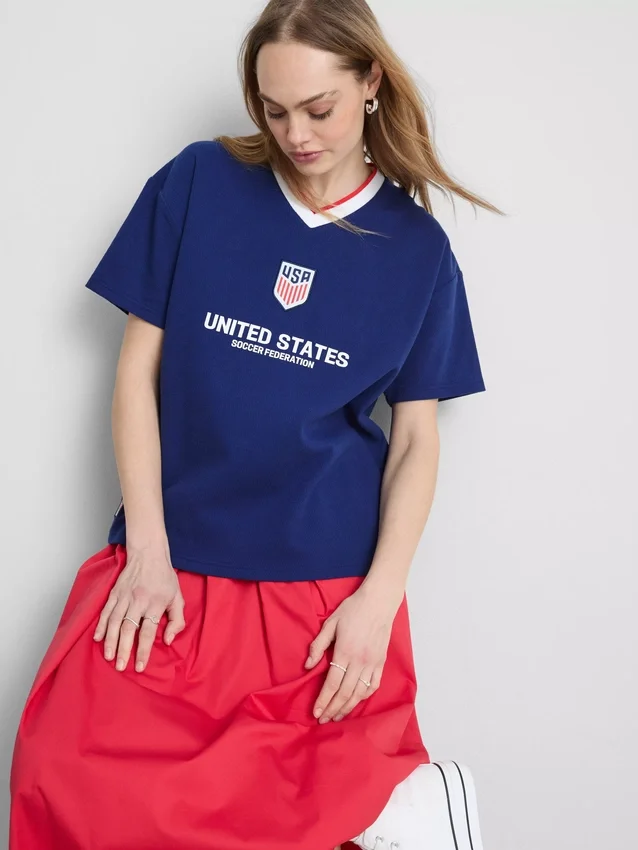 Camisola de futebol em algodão da Federação de Futebol dos EUA