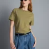 Camisola de gola redonda em algodão de alta qualidade