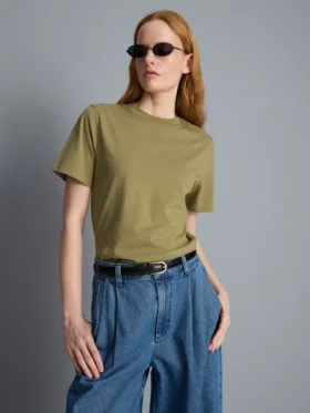 Camisola de gola redonda em algodão de alta qualidade