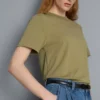 Camisola de gola redonda em algodão de alta qualidade