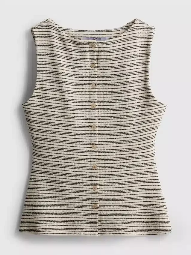 Camisola de malha às riscas com botões da Paula Echevarría