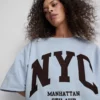 Camisola de manga caída «NYC» com alto teor de algodão