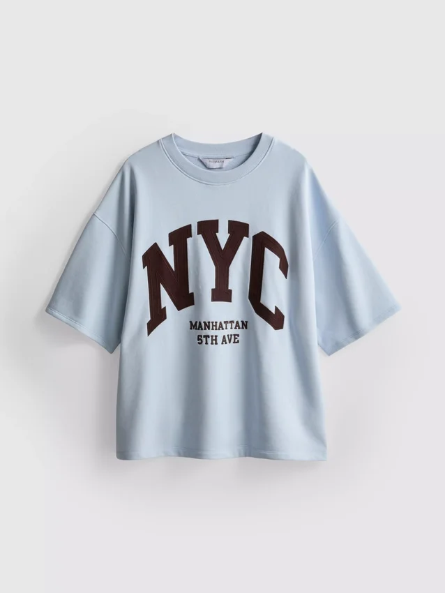 Camisola de manga caída «NYC» com alto teor de algodão