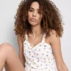 Camisola de pijama com padrão de borboletas em malha canelada