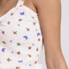 Camisola de pijama com padrão de borboletas em malha canelada