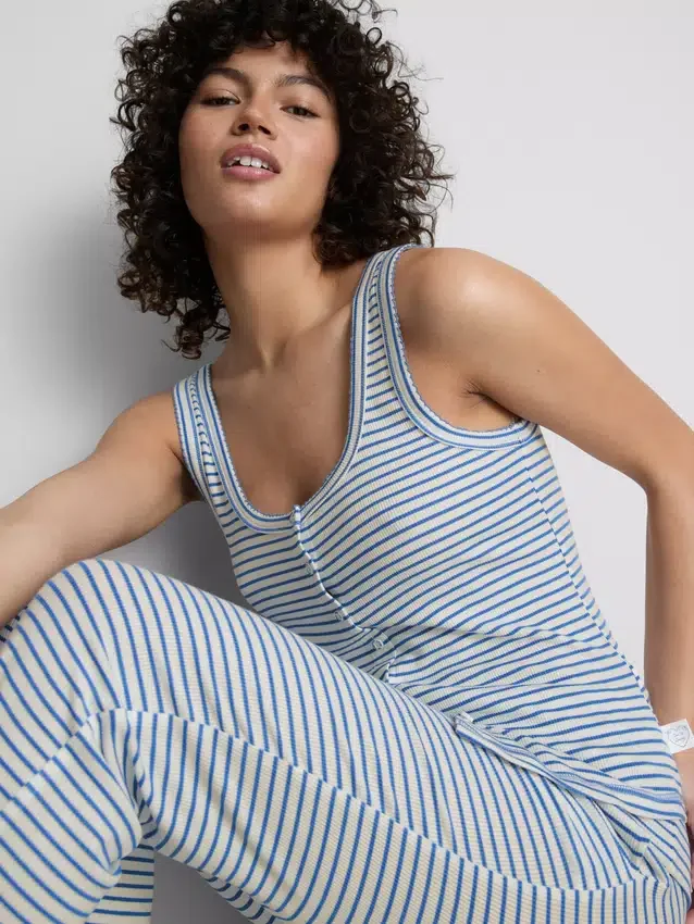 Camisola de pijama com riscas caneladas «Love to Lounge»