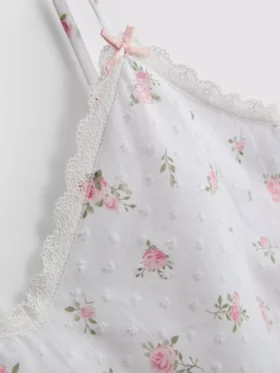 Camisola de pijama floral em algodão Dobby