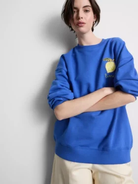 Camisola descontraída em tom de limão, com elevado teor de algodão