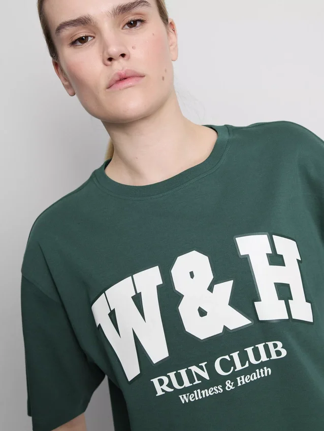 Camisola desportiva de algodão com estampado, de corte descontraído