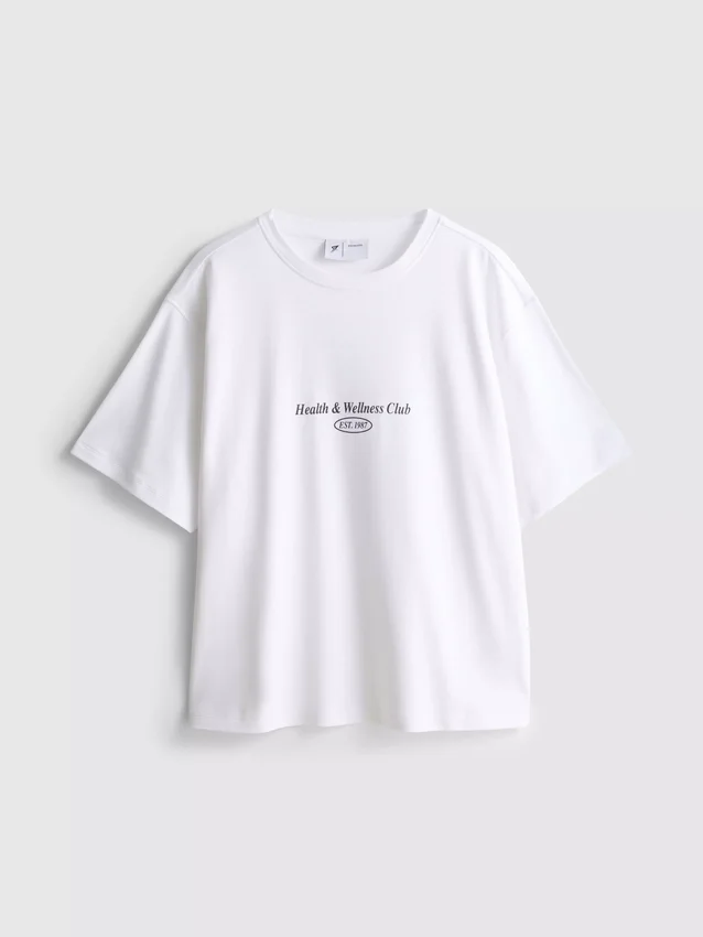 Camisola desportiva de algodão com estampado, de corte descontraído
