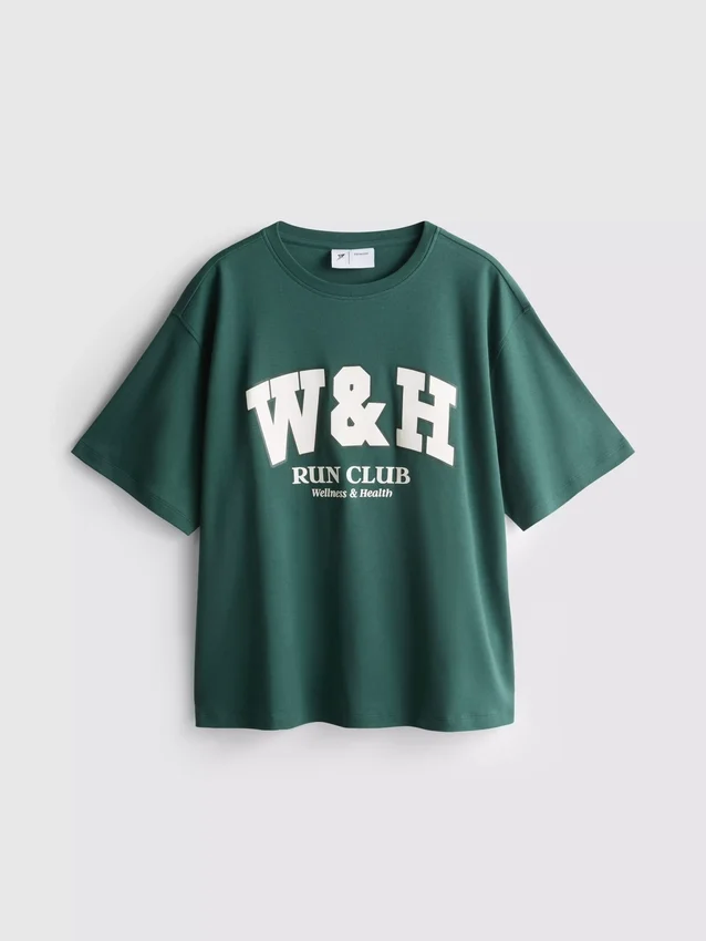 Camisola desportiva de algodão com estampado, de corte descontraído