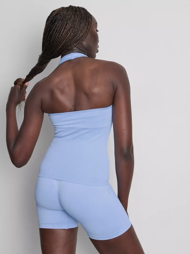 Camisola desportiva sem costuras com decote halter