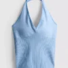 Camisola desportiva sem costuras com decote halter