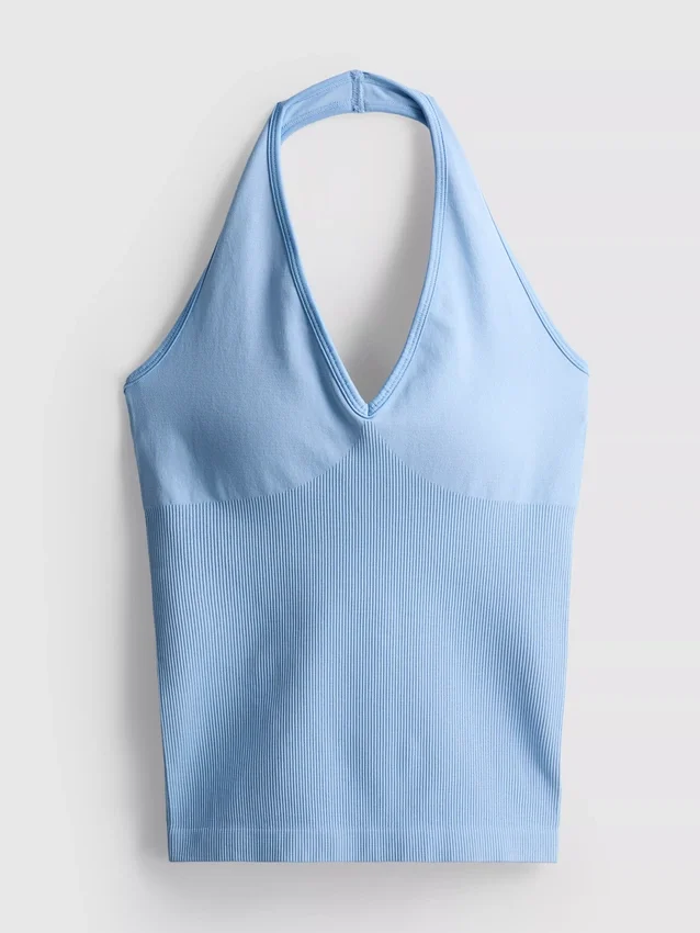 Camisola desportiva sem costuras com decote halter
