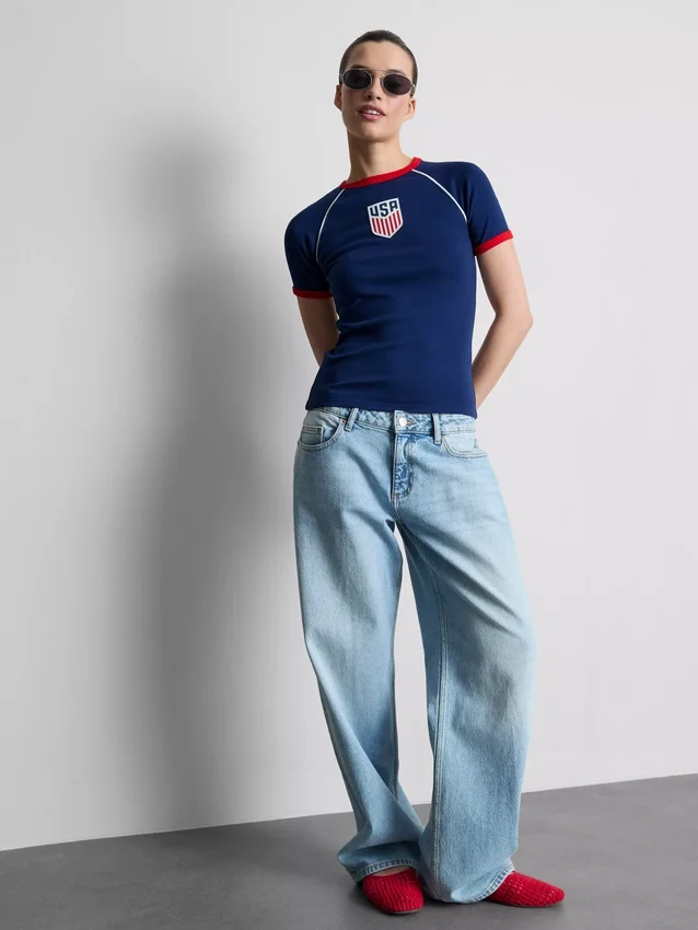 Camisola longa para bebé com tema dos EUA