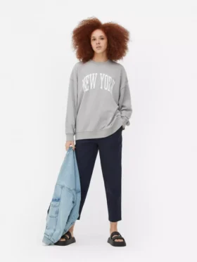 Camisola oversized com estampado de Nova Iorque