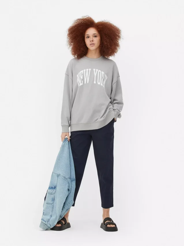 Camisola oversized com estampado de Nova Iorque