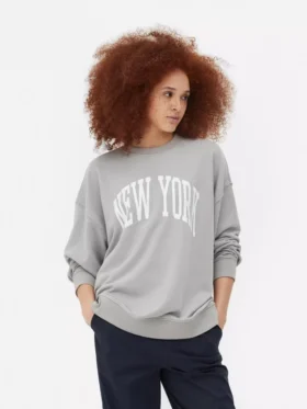 Camisola oversized com estampado de Nova Iorque