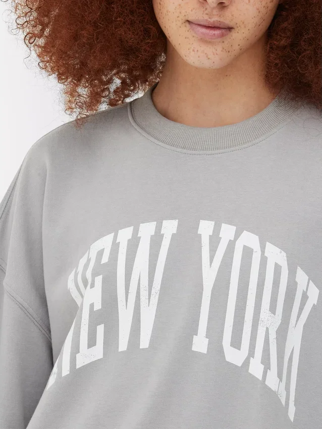 Camisola oversized com estampado de Nova Iorque