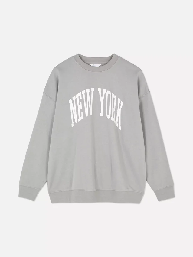 Camisola oversized com estampado de Nova Iorque