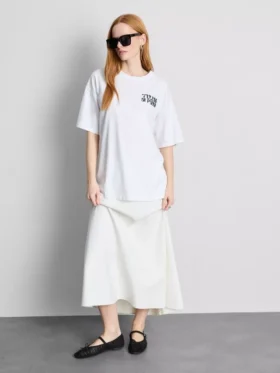Camisola oversized de algodão com estampado, estilo «boyfriend»