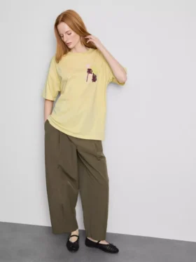 Camisola oversized de algodão com estampado, estilo «boyfriend»