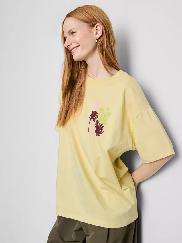 Camisola oversized de algodão com estampado, estilo «boyfriend»