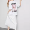 Camisola oversized de algodão com estampado, estilo «boyfriend»