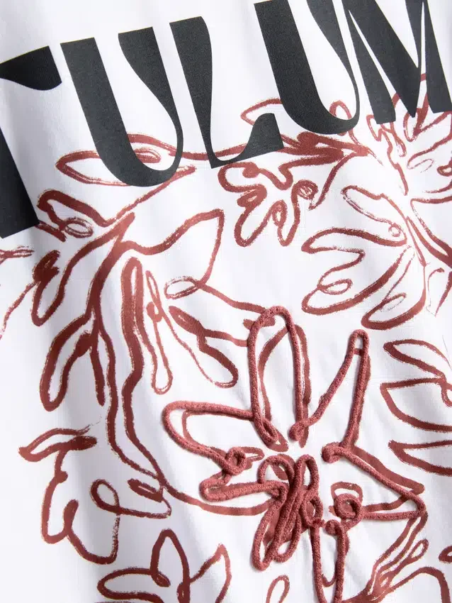 Camisola oversized de algodão com estampado, estilo «boyfriend»