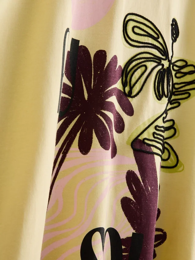 Camisola oversized de algodão com estampado, estilo «boyfriend»