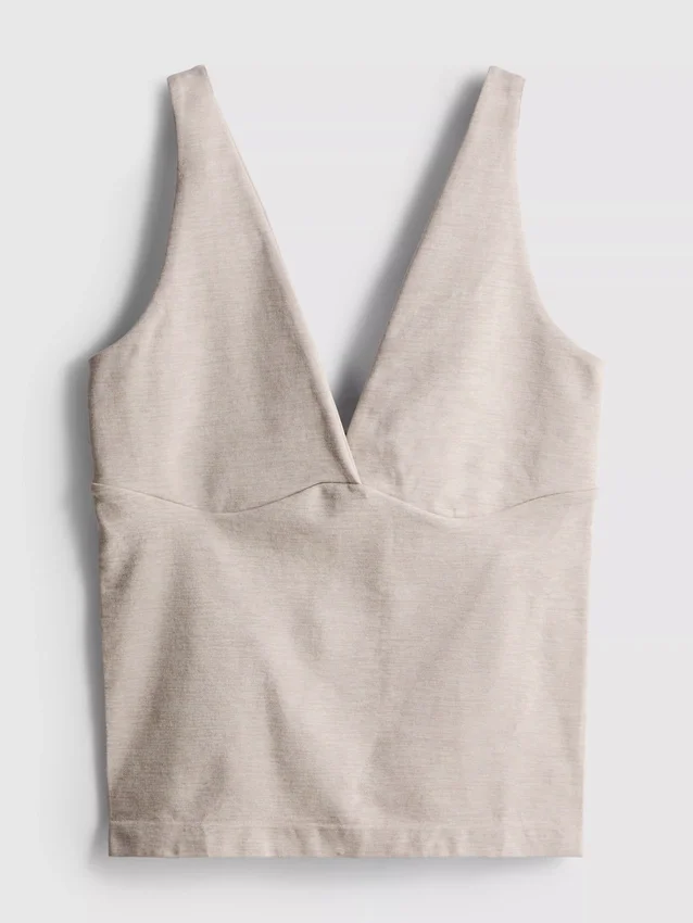 Camisola sem costuras com decote em V