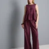 Camisola sem mangas com bainha peplum às riscas